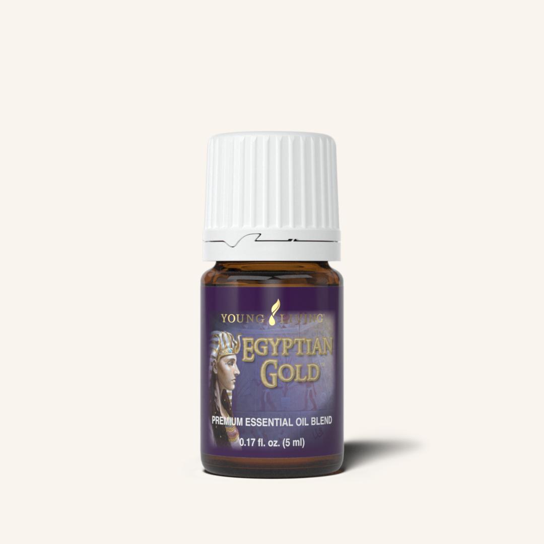 Egyptian Gold™ etherische olieblend van Young Living met een warm, houtachtig en kruidig aroma voor aromatherapie en dagelijks gebruik.