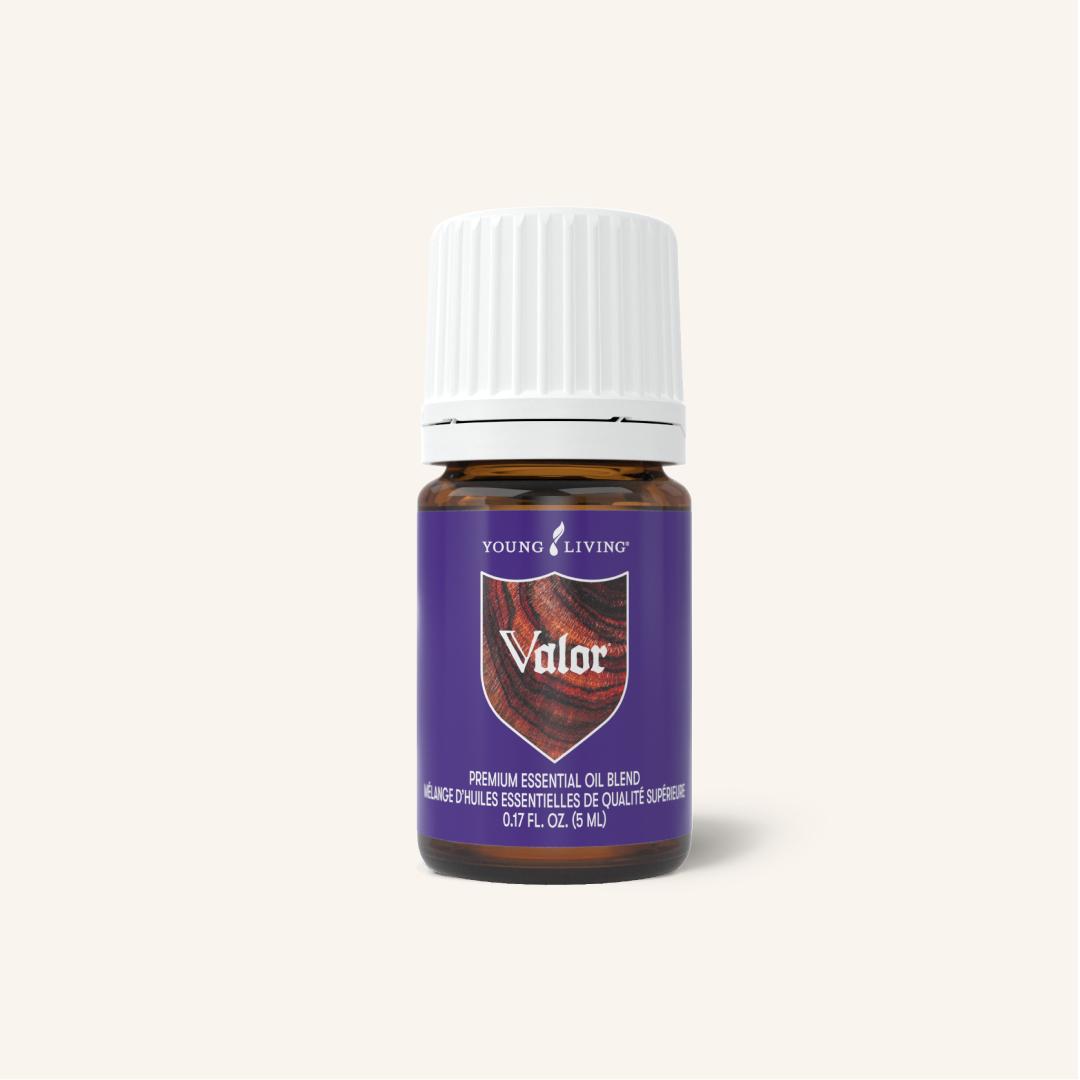 Original Valor® etherische olieblend van Young Living met Spruce, Rosewood, Blue Tansy, Frankincense en Geranium voor aromatherapie en dagelijks gebruik.