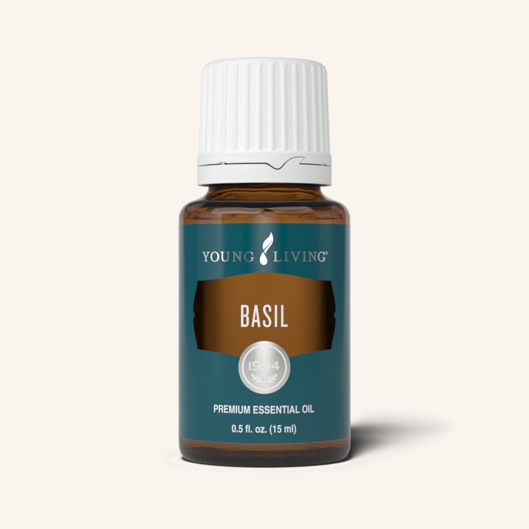 Young Living Basil etherische olie, 100% pure essentiële olie van Ocimum basilicum met een fris, kruidig en verkwikkend aroma.