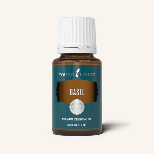 Young Living Basil etherische olie, 100% pure essentiële olie van Ocimum basilicum met een fris, kruidig en verkwikkend aroma.