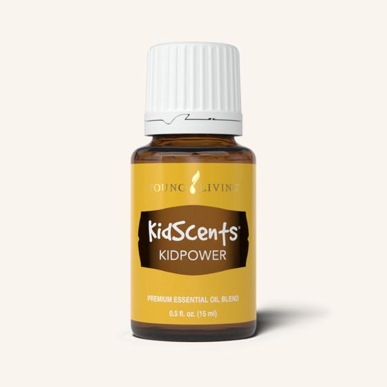 KidScents® KidPower™ etherische olieblend van Young Living met een frisse, licht zoete en houtachtige geur, speciaal ontwikkeld voor kinderen.