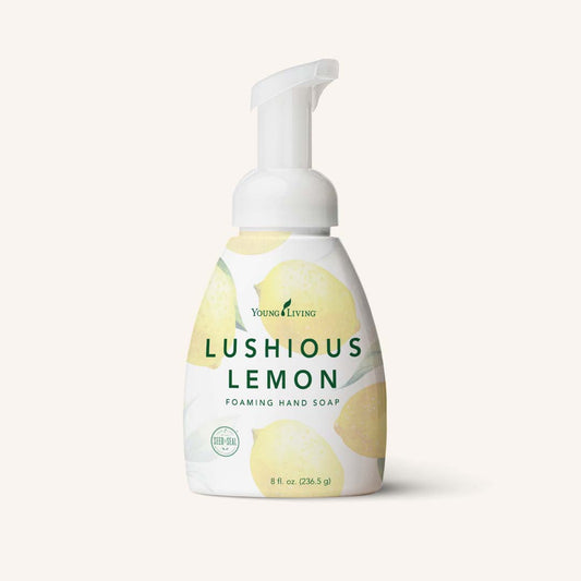 Young Living Lushious Lemon Foaming Hand Soap met Lemon essentiële olie en aloë vera voor schone, zachte en fris geurende handen.