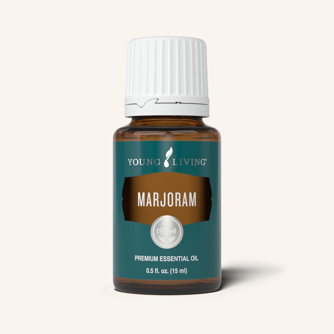 Young Living Marjoram etherische olie, 100% pure essentiële olie van Origanum majorana met een warm, kruidig en licht houtachtig aroma.