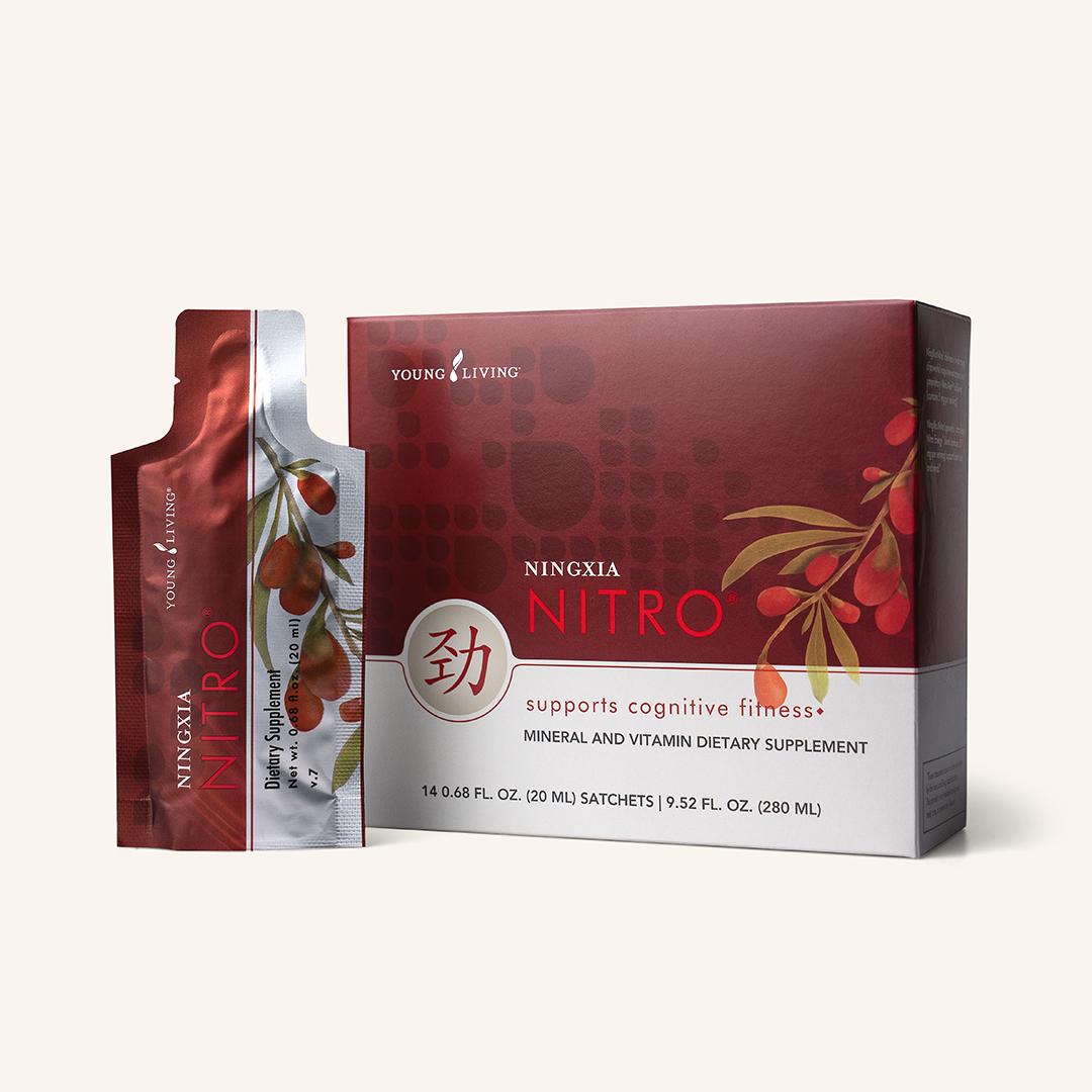 Young Living NingXia Nitro® met 14 drinkampullen van 20 ml, voedingssupplement met NingXia Red®, aminozuren, groene thee-extract en vitamine B12.