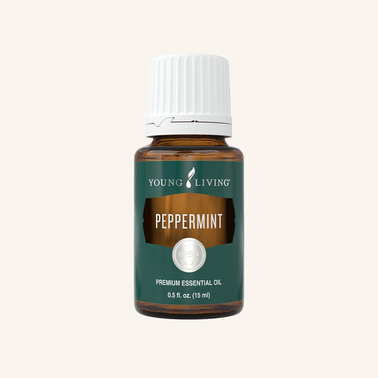 Young Living Peppermint etherische olie van Mentha piperita met een fris, krachtig en verkoelend aroma voor aromatherapie.