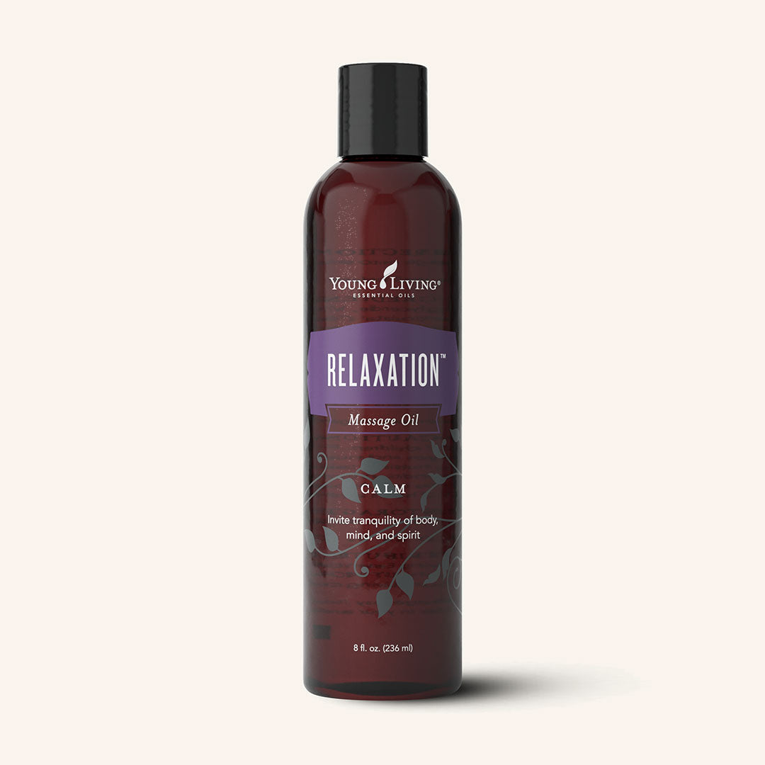 Young Living Relaxation™ Massage Oil met etherische oliën van mandarijn, pepermunt, palissander, lavendel, groene munt en ylang ylang.