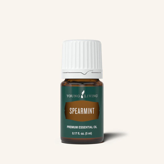 Young Living Spearmint etherische olie van Mentha spicata met een fris, zoet en verkwikkend aroma voor aromatherapie.