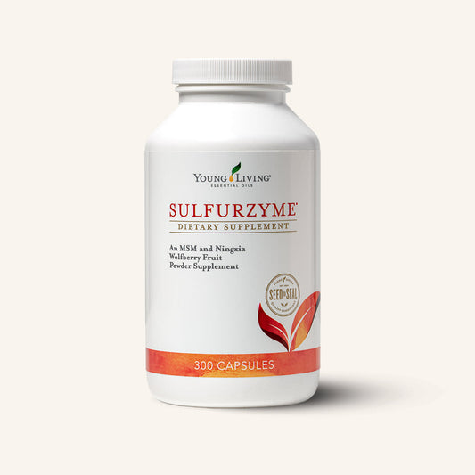 Young Living Sulfurzyme® met 120 vegetarische capsules, voedingssupplement met MSM en Ningxia-gojibespoeder.