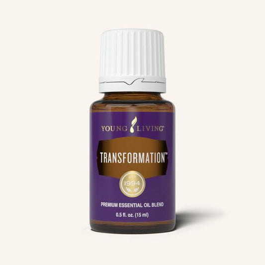 Young Living Transformation™ etherische olieblend met Sacred Frankincense™, Royal Hawaiian Sandalwood™, Rose, Jasmine, Blue Tansy, Bergamot en Ylang Ylang voor aromatherapie.