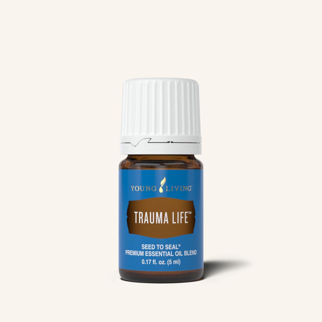 Young Living Trauma Life™ etherische olieblend met Sacred Frankincense™, Blue Cypress, Helichrysum, Idaho Blue Spruce, Rosewood, Lavendel en Ylang Ylang voor aromatherapie.