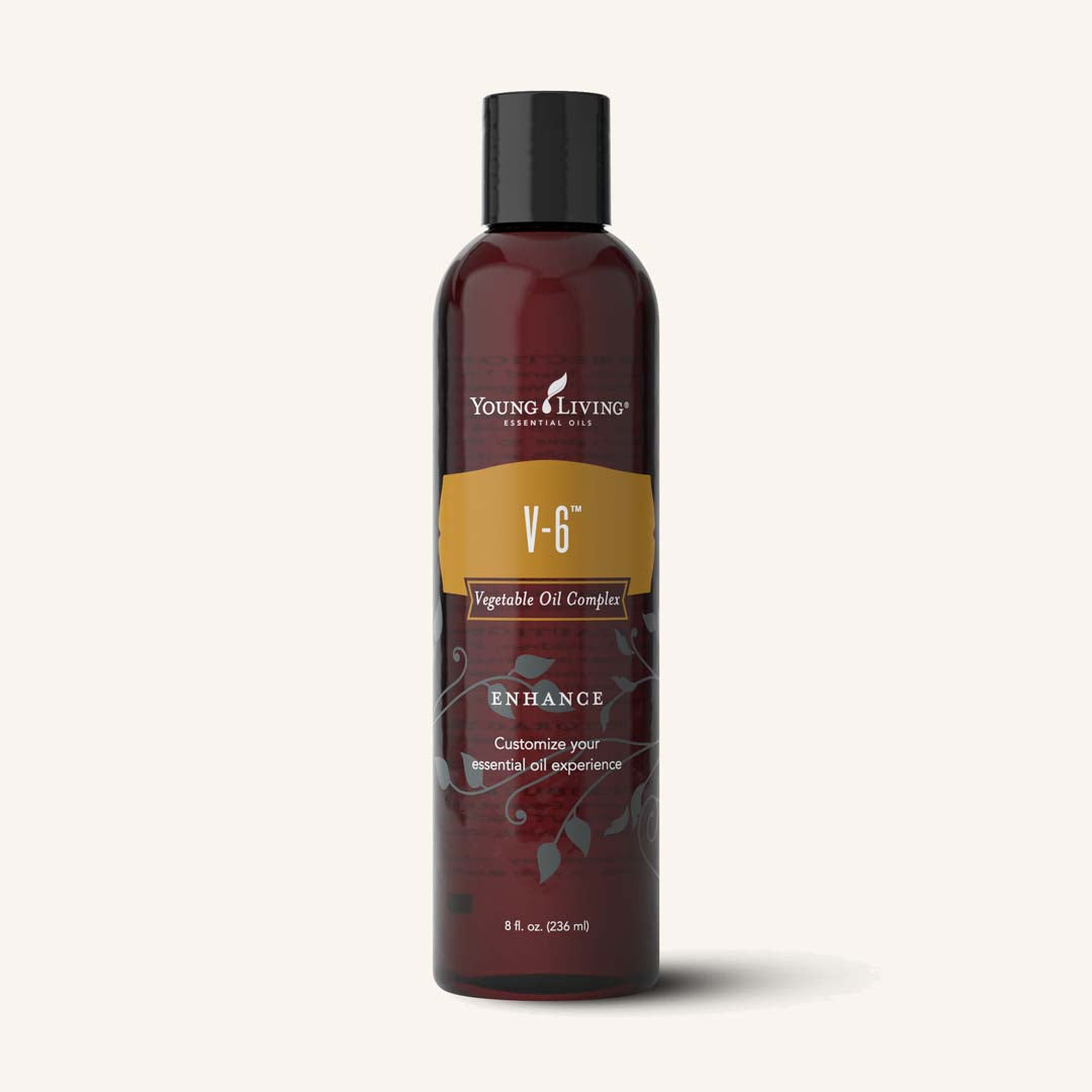 Young Living V-6® Enhanced Vegetable Oil Complex basisolie voor het verdunnen van etherische oliën en het maken van massageoliën.